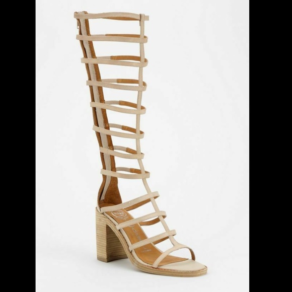 NEW Jeffrey Campbell La Cage WOOD BLOCK HEEL KNEE HIGH   gladiator sandal 9.5 - Picture 3 of 17